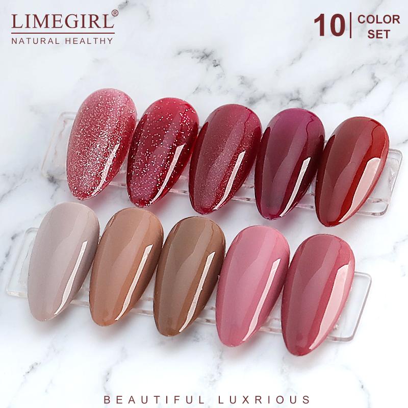 limegirl 10 шт./компл. гель-лак для ногтей популярные цвета полуперманентный замачиваемый УФ-светодиодный гель-лак для дизайна ногтей