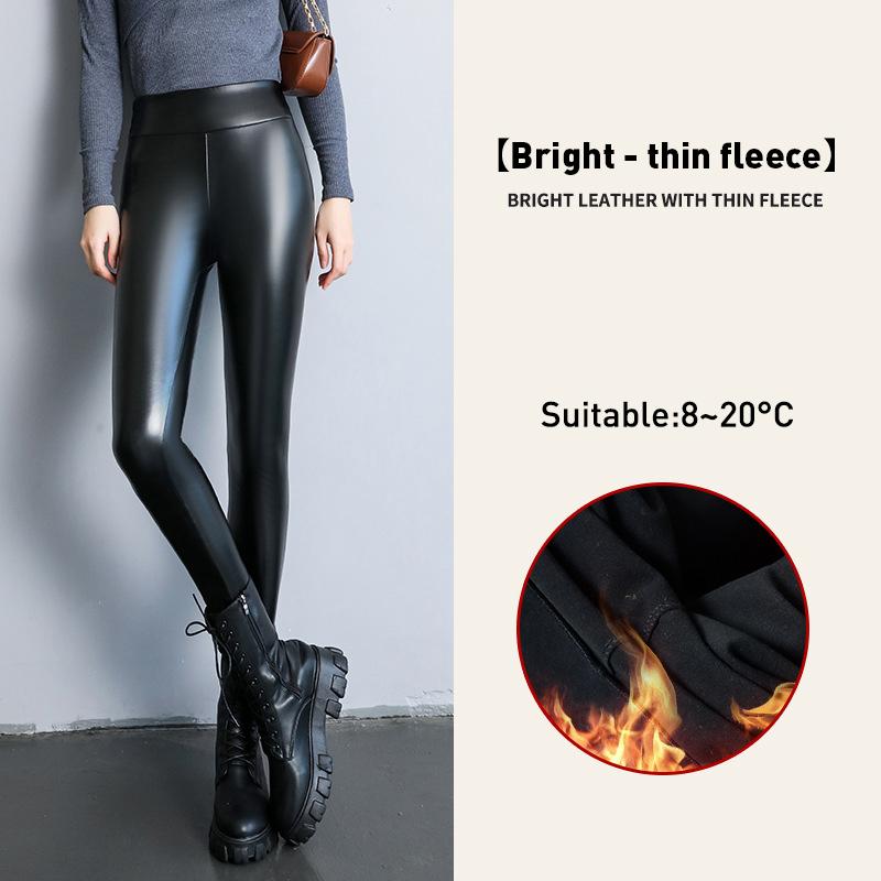 Осень-зима, черные флисовые матовые кожаные леггинсы из искусственной кожи, женские брюки с высокой талией, эластичные брюки с подтяжкой ягодиц, узкие леггинсы, брюки
