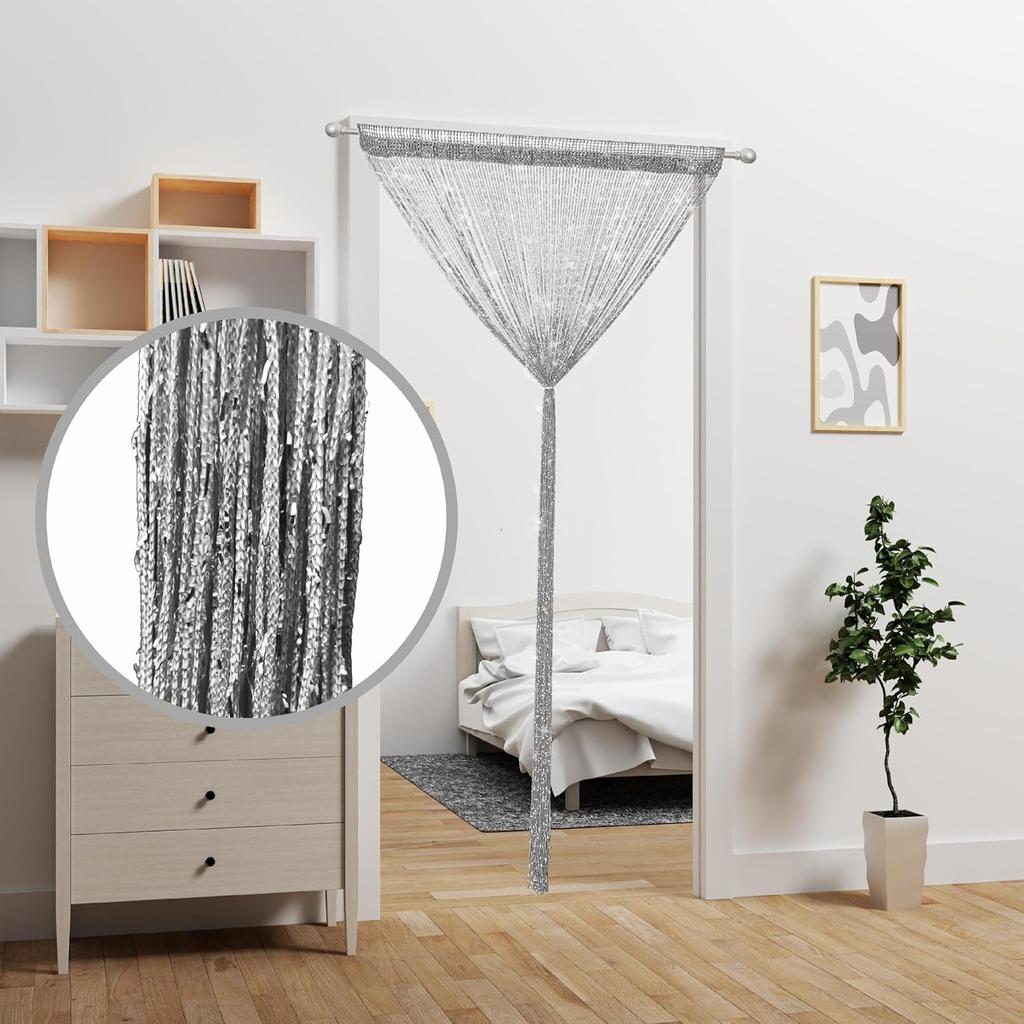 Door String Curtain Doorway Beads Curtains,Hanging Room Divider Beaded Decor Glitter Fringe Panel Closet Window Sequin Sheer Boho Doors Tassel