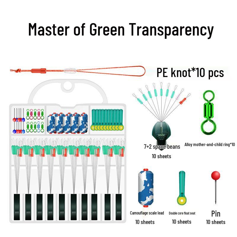 Набор рыболовных снастей из 50 предметов: Силиконовые шарики-поплавки, вертлюги, поплавки, основная леска