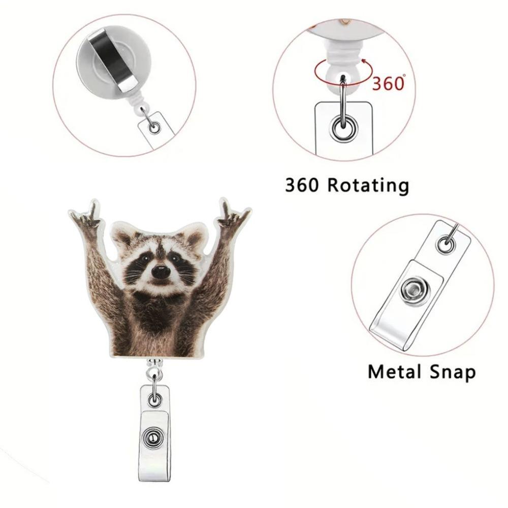 Забавный клип для бейджа с енотом, держатель для бейджа-рулетки для медсестры, врача, офисного работника, декор для ID-карты