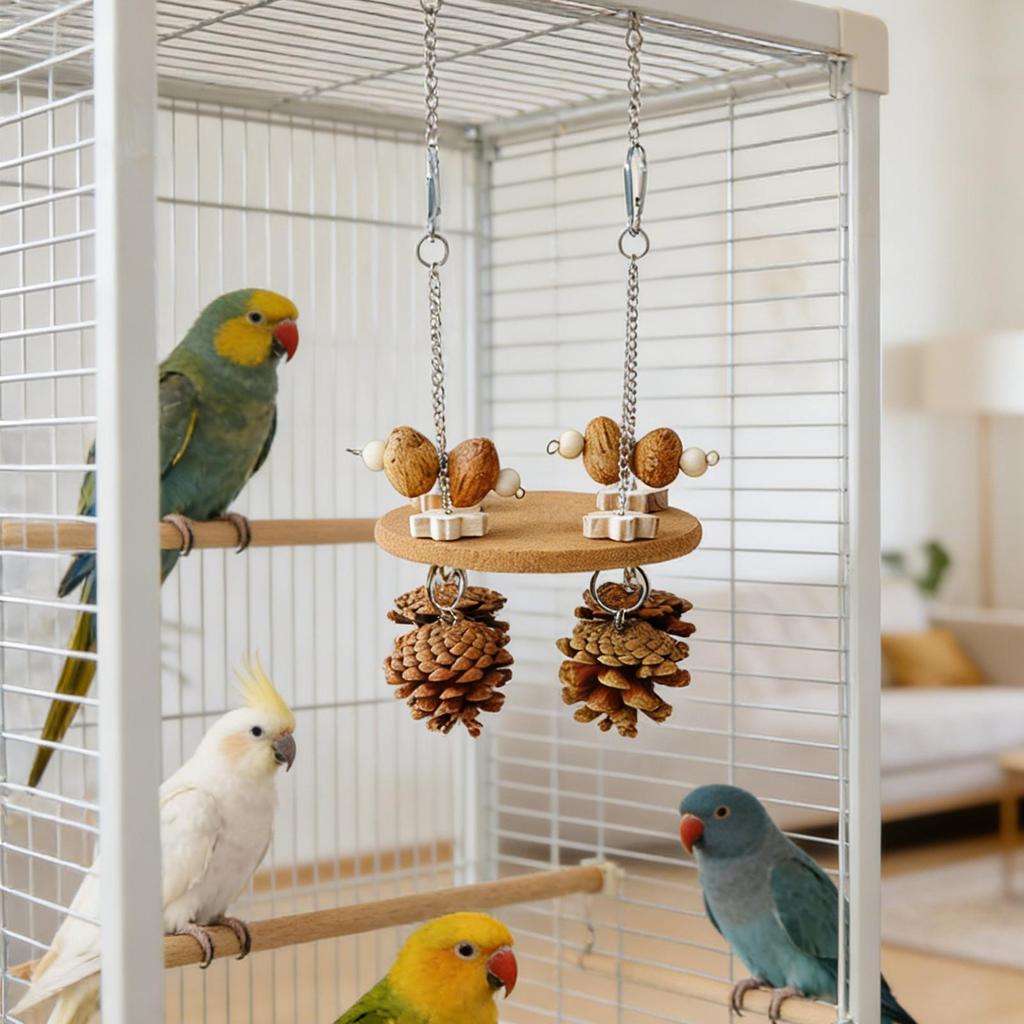 Cockatiel Toys Interactive Natural Funny Chew Swing Foraging Toys Bird Cage Accessories For Budgerigar Canary Conure Macaw