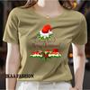 Ladies' Christmas Element Pattern Printed T-shirt - Short Sleeve Round Neck Casual Top