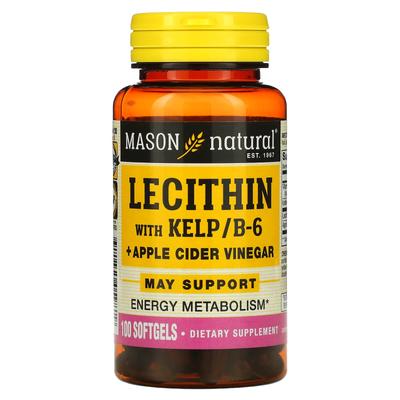 С лецитином, морскими водорослями/В6 + яблочным уксусом, 100 мягких капсул