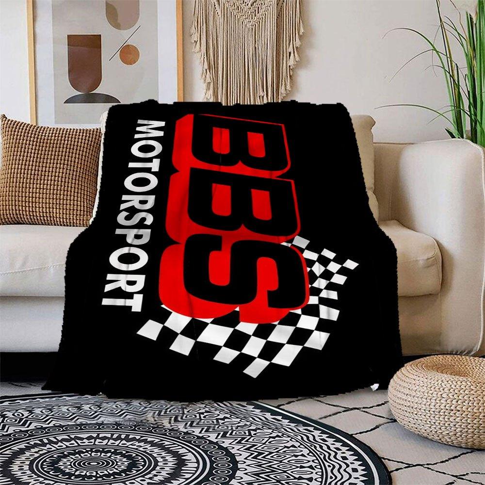 BBS Motorsport Racing Wheel Checkered Flag Sticker DecalBlanket Flannel Throw Blanket for Sofa, Bed, Travel, Camping, Office, Couch, Chair,