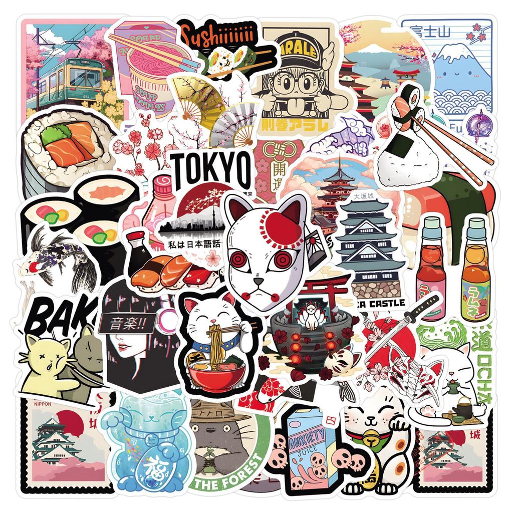 55 Japanese Cartoon Graffiti Stickers Decorate Suitcase Laptop Mobile Phone Stickers