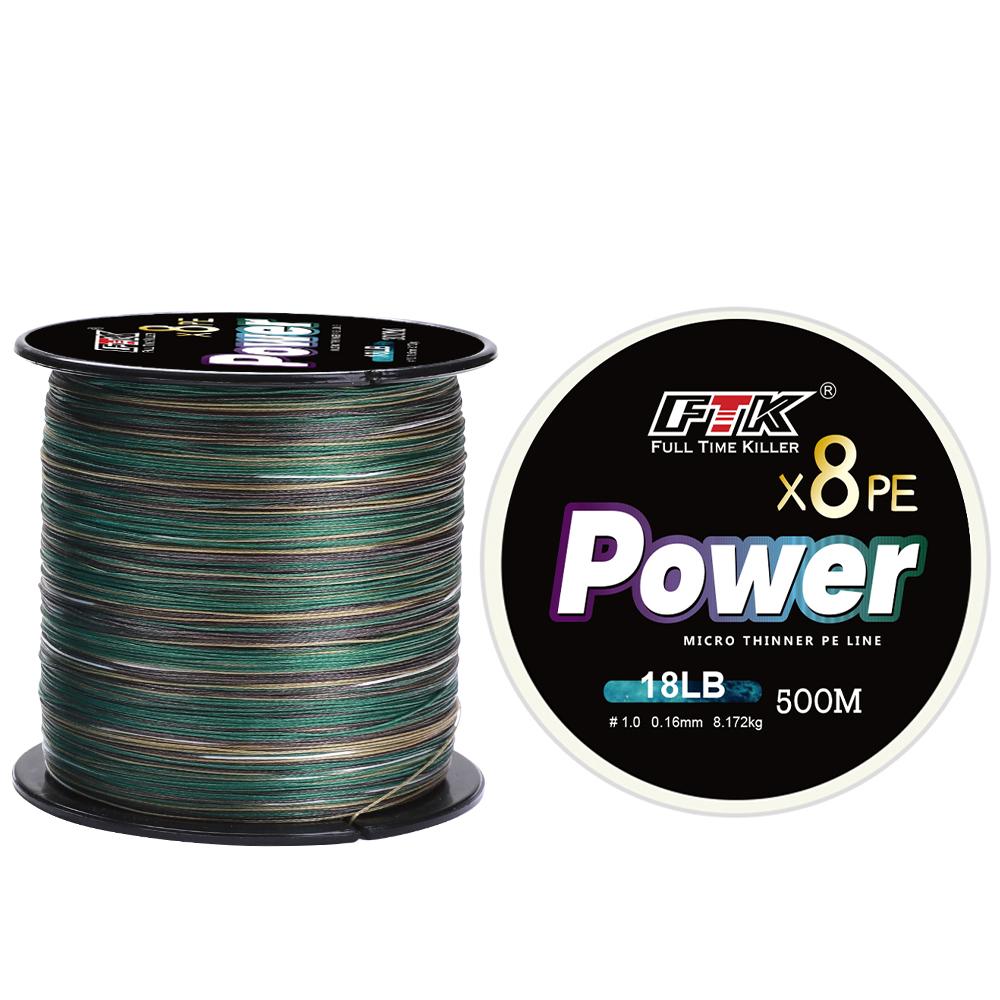 FTK 100M/300M/500M PE плетеная леска рыболовная леска 18-45LB 0.16-0.35mm 8 Strand Multifilament PE рыболовная леска