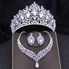 Baroque 3pcs/set Bridal Wedding Crown Princess Queen Water Drop Crystal Big Tiaras and Necklace Earrings Costume Jewelry Sets