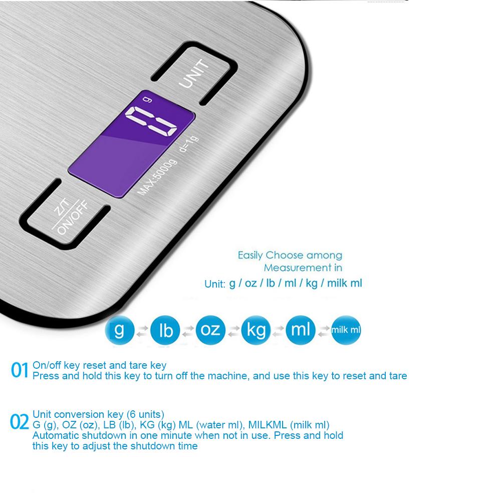 Цифровые кухонные весы 5 кг/1 г 11 фунтов из нержавеющей стали точные электронные пищевые весы для приготовления пищи выпечки мини измерительные инструменты