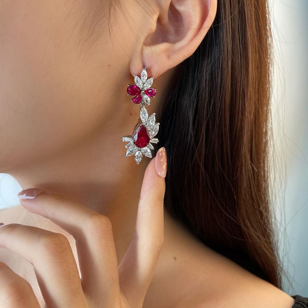 Gica Gema Серьги с высокоуглеродистыми бриллиантами, стерлинговое серебро 925 пробы, уникальный дизайн, романтические изящные серьги, ювелирные изделия, подарки для свадебной вечеринки, новый тренд, 8*12 мм