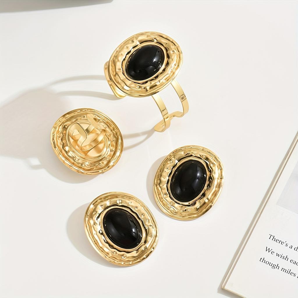 New Creative Geometric Set of 4 Rings, Bracelets, And Earrings