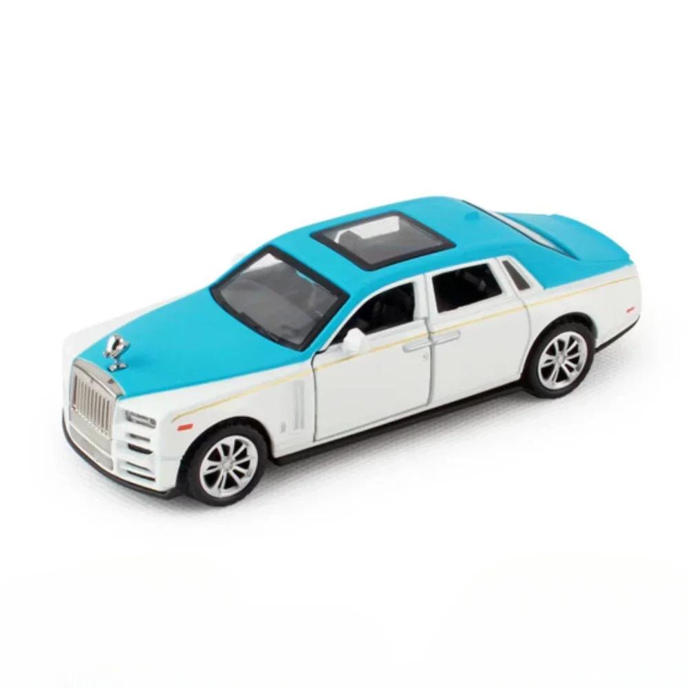 ABBD1 1/36 Rolls Royce Phantom Car Model Alloy Diecast Simulation Toy with Sound Light 2 Doors Opened Toys for Kids Christmas Gifts