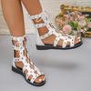 Women Hollow Out Flat Sandals Cross Strap Round Toe Summer Casual Shoes Breathable Beach Footwear