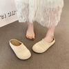 Wind Woven Hollow Breathable Bag Head Half Slippers Women Wear Flat Bottom Summer New Lazy Sandals