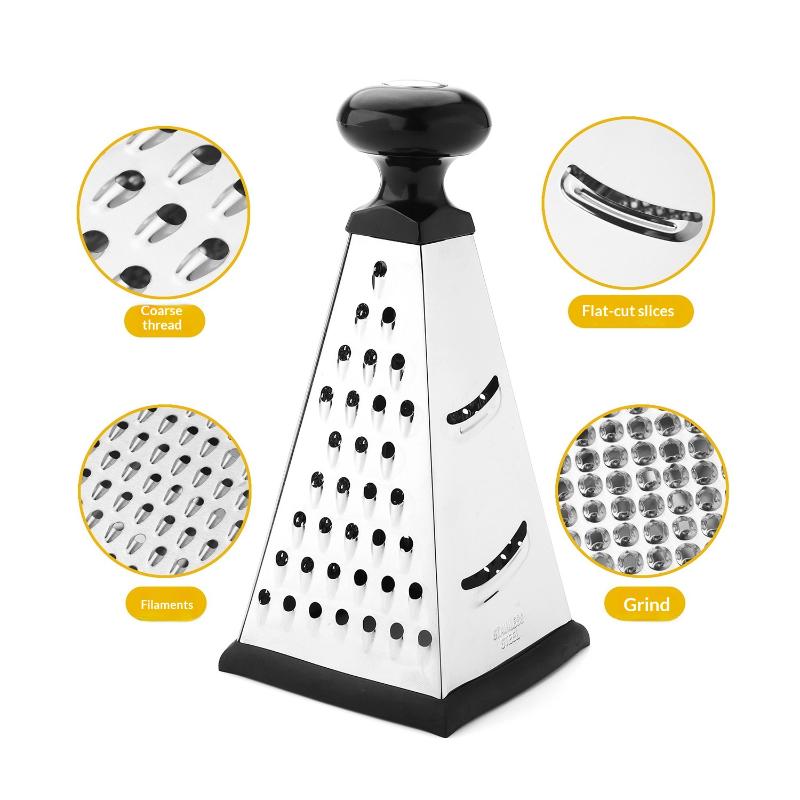 Многофункциональная овощерезка из нержавеющей стали с 4 сторонами, кухонный инструмент, коробка-терка, многоцелевая кухонная терка