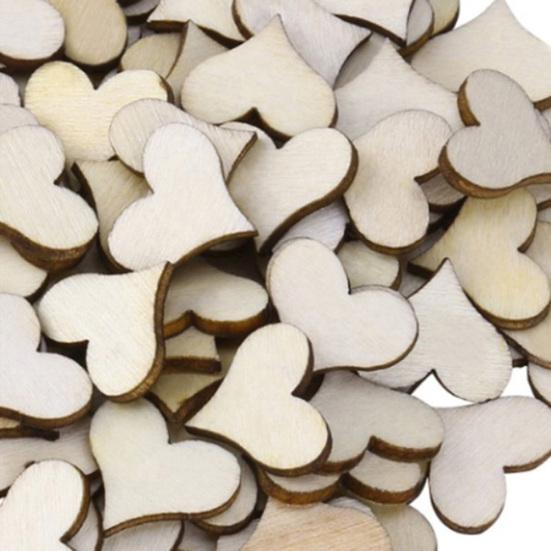 100Pcs Heart Shape Wooden Buttons Rustic Sewing Wedding Table Scatter Decor