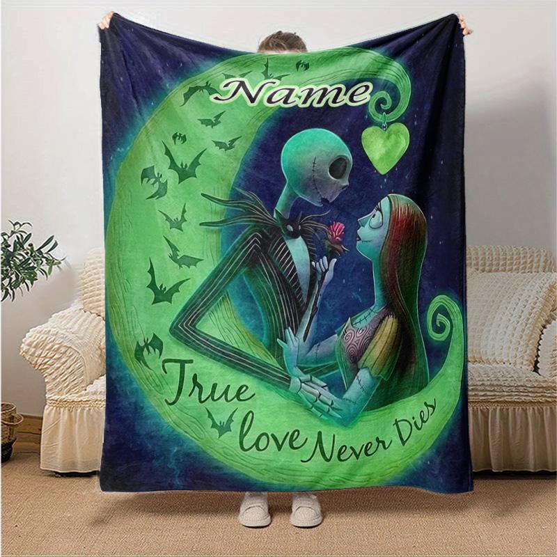 Custom 1pc Happy Halloween Night Blanket, Soft And Comfortable Blanket, Casual Warm, Camping Travel Blanket, Birthday Gift Q91089