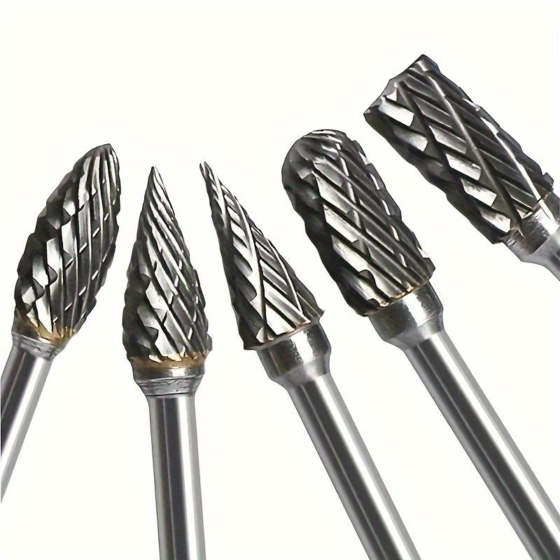 Набор из 10 бит из вольфрамовой стали для снятия заусенцев - фрезерные головки с двойной насечкой, универсальные для дерева, металла, камня, полировки, резьбы и гравировки