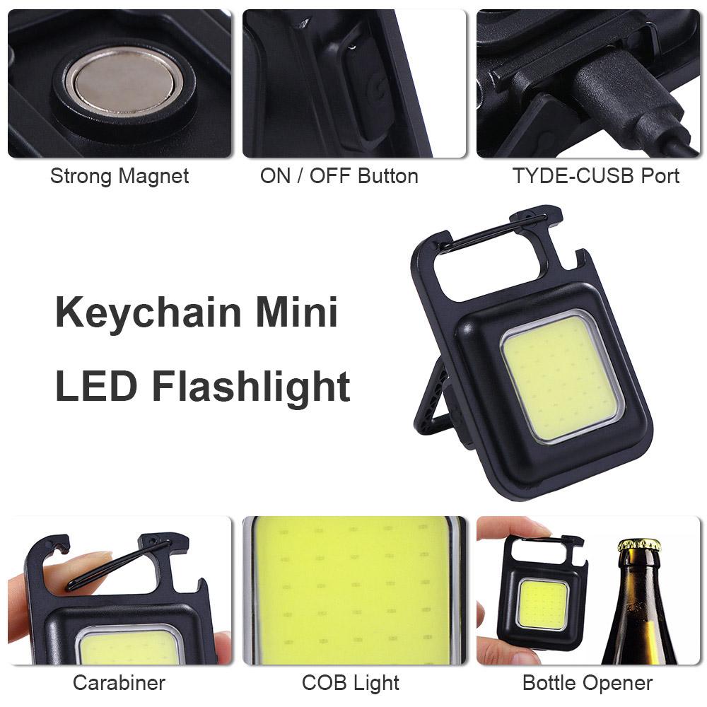 Mini Warning Safety Light LED Floodlight Mini Keychain Light Portable Lights COB LED Flashlight