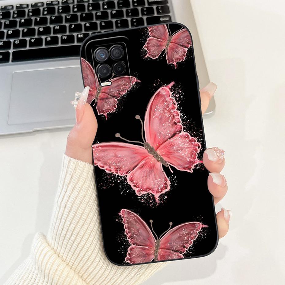 For Realme 8 5G Beautiful Butterfly Floral Printed Phone Case For Realme V13 5G Realme8 RMX3241 Soft Silicone Jelly Cases