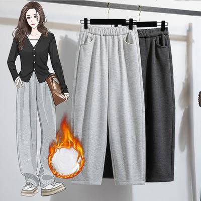 DIMANAF Осень Зима Женские Брюки Большого Размера Толстые Модные Женские Длинные Брюки Флок Оверсайз Свободные Брюки