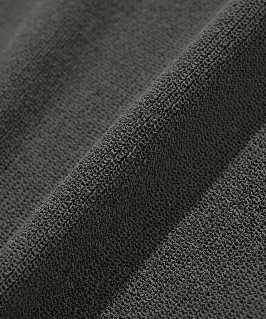 KNITTED Coolever Henley Neck Short Sleeve Knit Charcoal