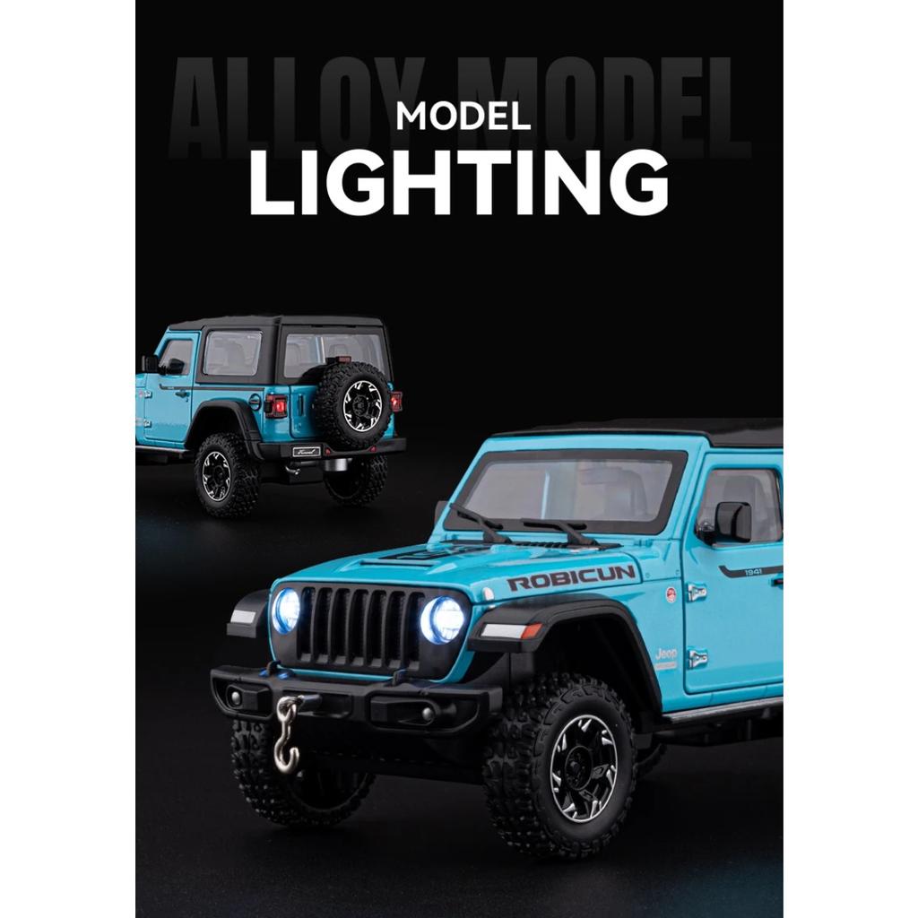 1/24 Jeep Wrangler Rubicon Off Road SUV Alloy Diecast Model Car Premium Home Trendy Toys Display Decorations Birthday Gifts Boy