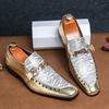 Designer New Men Charm Pointed Gold Dazzling Rivet Monk Strap Leather Shoes Male Dress Wedding Prom Homecoming Loafers Footwear