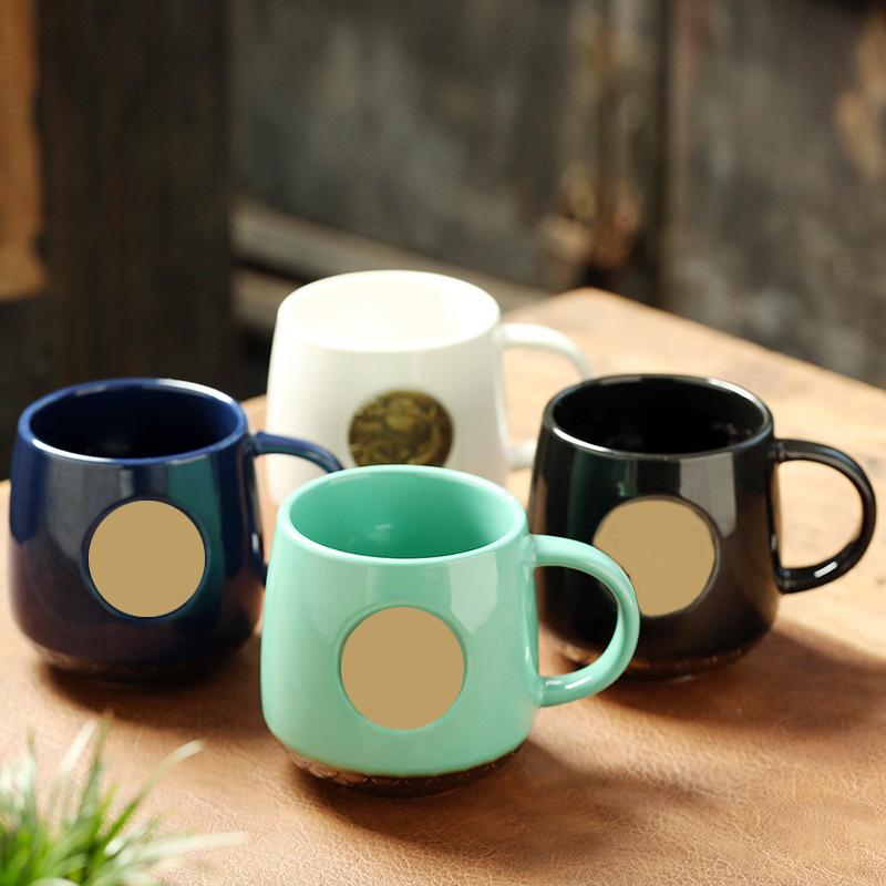 Ceramic Water Cup Mug With Copper Sheet And Bronze Medal Coffee Cup, Xingba Wind Can Print Fish Scale Milk Cup