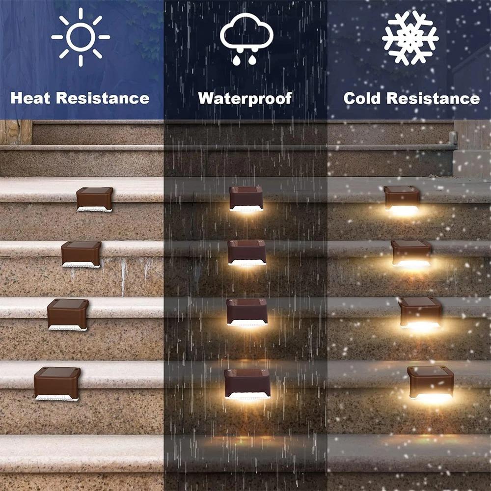 4-32pack Warm White Solar LED Step Lights Waterproof Outdoor Garden Path Stair Balcony Night Light Patio Fence Light Decoration