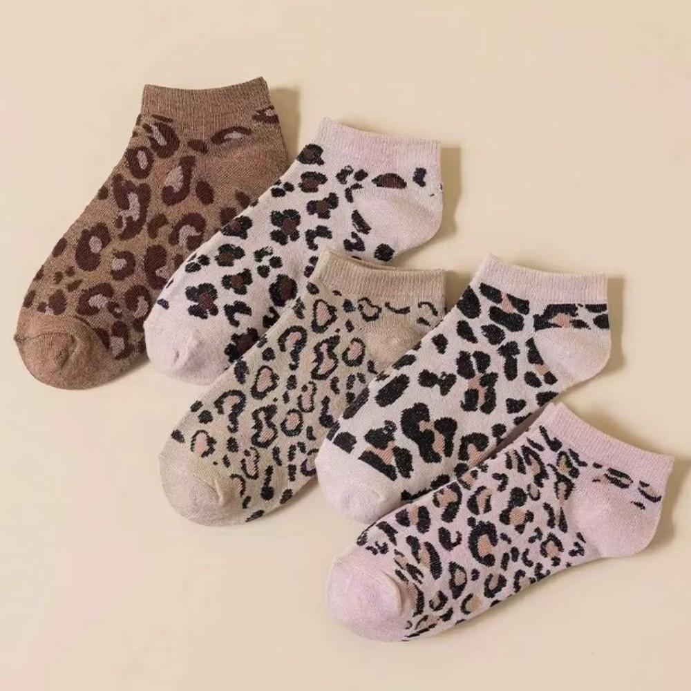 Leopard Print Short Socks Korean Style Low Cut Socks Retro Ankle Socks Sports Wear