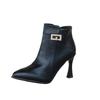 Shoes Female 2025 Ankle Women's Boots Plus Size Modern Boots Women Metal Decoration Pointed Toe Side Zip Thin Heels Shoes Women