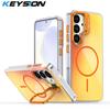 KEYSION Цветной градиентный магнитный чехол-подставка для линз для Samsung A56 5G A36 A26 A16 TPU+PC Ударопрочная задняя крышка для Galaxy A17 5G