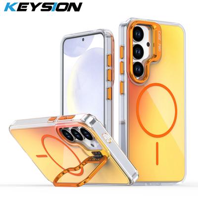 KEYSION Цветной градиентный магнитный чехол-подставка для линз для Samsung A56 5G A36 A26 A16 TPU+PC Ударопрочная задняя крышка для Galaxy A17 5G