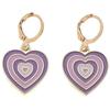 1 Pair Cute Gradient Color Heart-shaped Hoop Earring- Vintage Colorful Enamel Love Heart Dangle Drop Earring for Women Girl Teen 14K Gold Plated