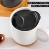 350ML Matte Black Coffee Mug with Grip Handle Cork Bottom Detachable Dustproof Lid Heat-Resistant Ceramic Tea Milk Water Cup Birthday Gift
