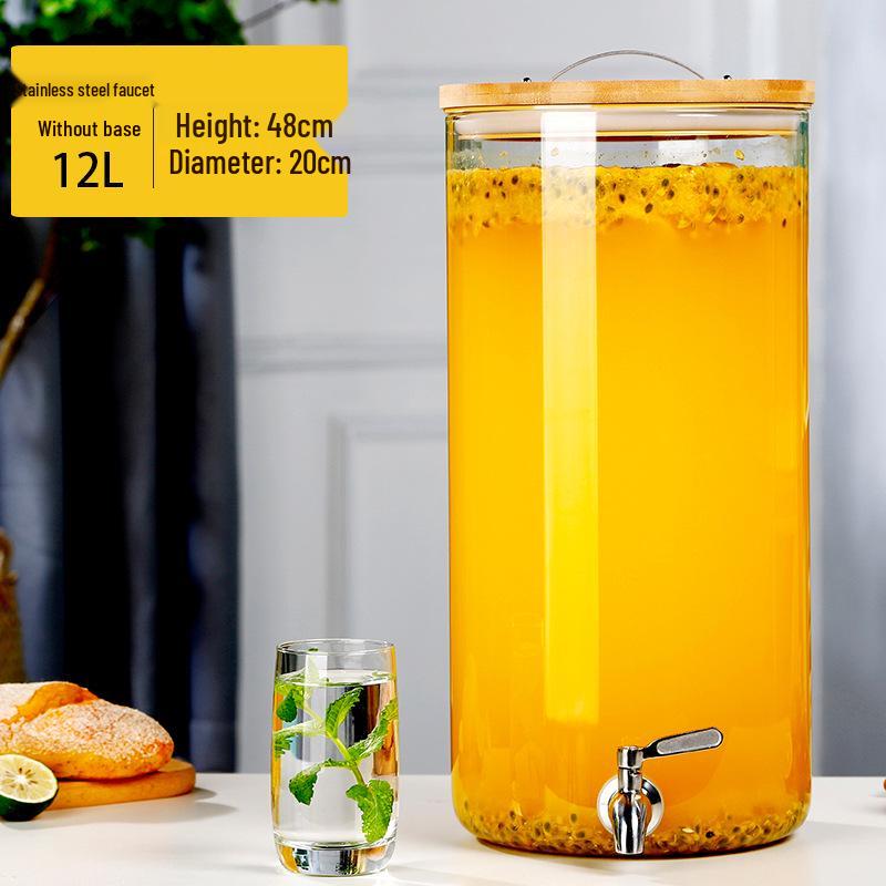 Стеклянный диспенсер для напитков большой емкости с краном для холодных напитков и фруктового чая