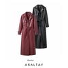 Araltay Western Style Women Clothes French Style New Fashion Design Sense Niche Versatile Casual X-long Leather Coat