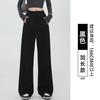 Женские спортивные брюки весна и осень новые драпированные свободные прямые спортивные брюки повседневные маленькие черные широкие брюки