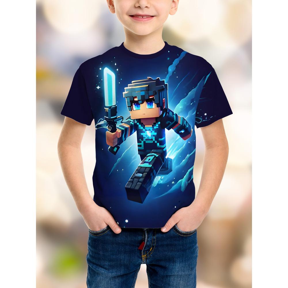 Game Pixel Birthday Party Children's T-shirt Humorous and Funny Boys Fashion Novelty Gift Short Sleeve T-shirt