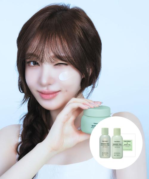 Tonymoly Green Tea Moisture Cream 100ml +Green Tea Basic 2 Set
