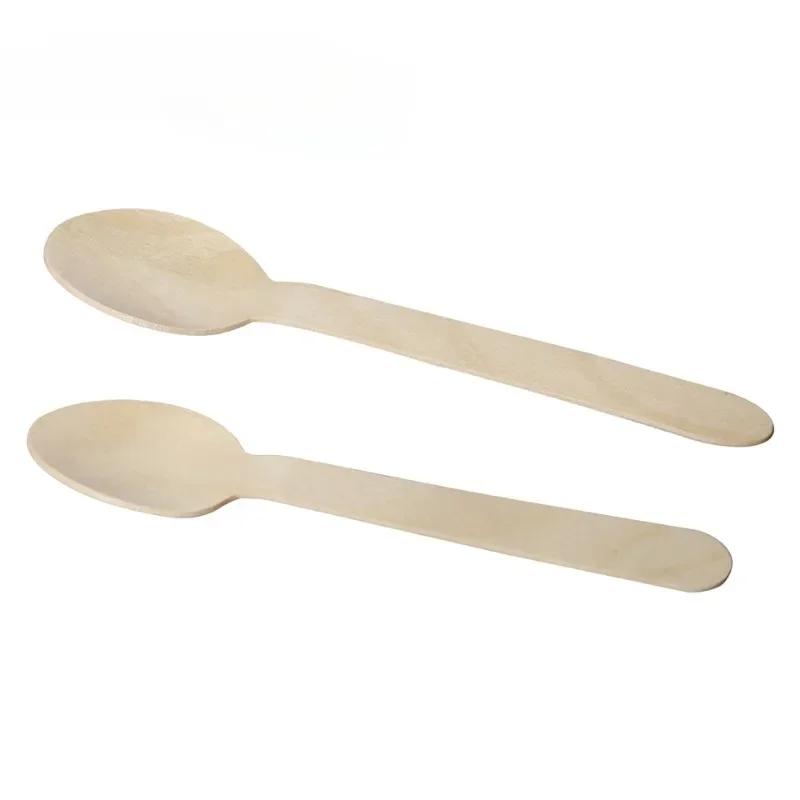 Биоразлагаемый одноразовый нож, вилка, березовая древесина, одноразовый биоразлагаемый западный десерт, нож для мороженого, вилка, ложка