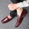 Ретро красные мужские туфли из крокодиловой кожи ручной работы, роскошные туфли из натуральной кожи, мужские официальные мокасины, итальянские мокасины, мужские туфли для вождения