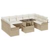 VidaXL Ensemble de canapés de jardin 10 pièces avec coussins beige rattan poly 3348347
