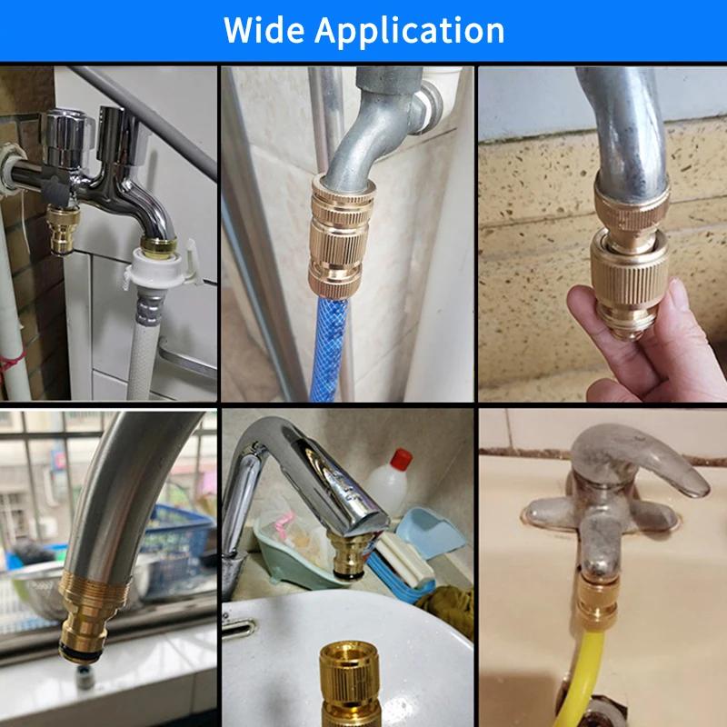 Thread Tap Quick Connector Brass 1/2" 3/4“ 1" Male Female Copper Hose Coupling Adapter Garden Tubing Repair Watering Gun System