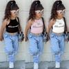 Summer Children's Fashion Short Letter Halter Top and Wide-leg Pants Two-piece Set