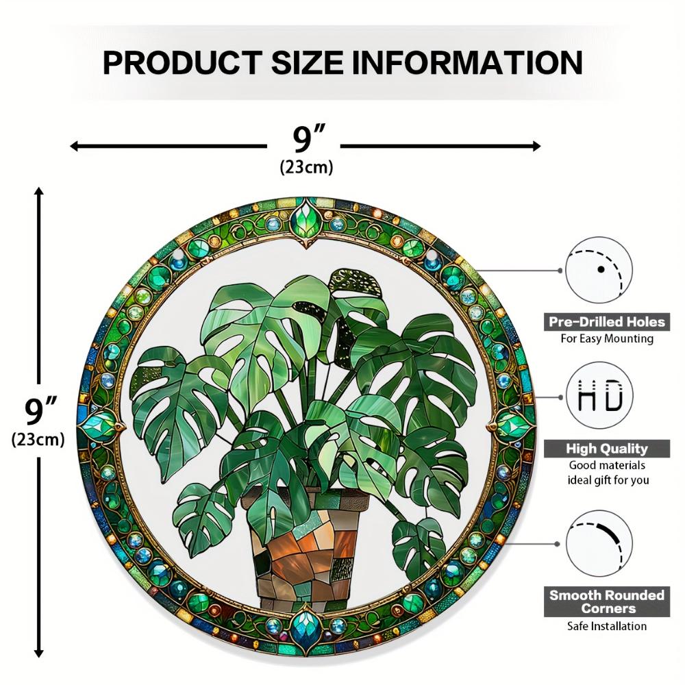 2D плоский кристалл зеленый лист ловца солнца сад экзотические джунгли тропическое украшение подвеска на окно стену, зеленое натуральное украшение, украшение для праздничной вечеринки