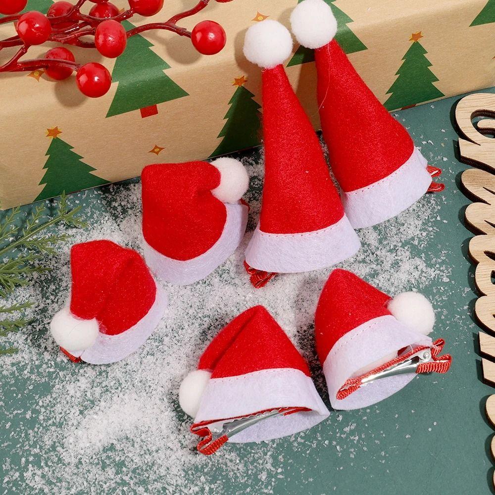 10Pcs Santa Christmas Hat Clips Mini Hair Grips Barrettes New Christmas Hair Clips Christmas