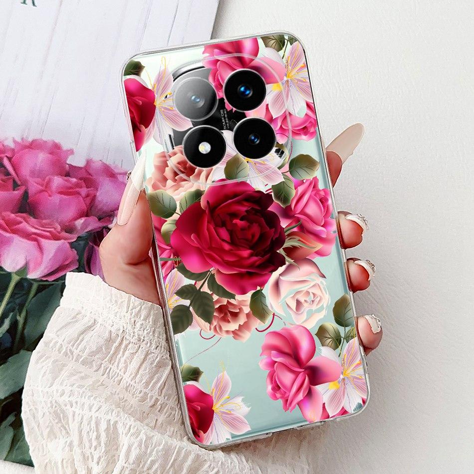 For Xiaomi Redmi Note 14 Pro+ Elegant Floral Butterfly Phone Case For Redmi Note14 Pro Plus 5G Soft Silicone TPU Cases