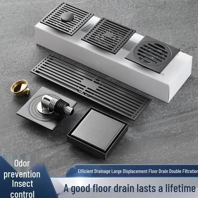 Цвет оружейного металла Нержавеющая сталь 304 Устойчивый к запахам напольный слив с медным сердечником для душа и стиральной машины.